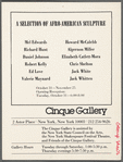 Postcard for "A selection of Afro-American Sculpture" exhibition at Cinque Gallery