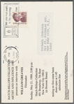 Postcard announcing interview with filmmaker William Greaves at Hatch-Billops Collection