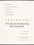 Leaflet announcing "19sixties: A Cultural Awakening Re-evaluated 1965-1975" exhibition at The California Afro-American Museum