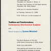 Invitation to "Traditions and Transformations: Contemporary Afro-American Sculpture and Recent Sculpture by Tyrone Mitchell" exhibition preview at The Bronx Museum of the Arts