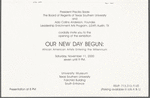 Leaflet announcing "Our New Day Begun: African American Artists Entering the Millennium" exhibition at University Museum, Texas Southern University