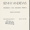 Leaflet announcing "Benny Andrews: Women I've Known Part II, Recent Paintings" exhibition at Lerner Heller Gallery