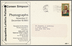 Leaflet announcing "Photographs: Coreen Simpson and Jacqueline LaVetta Pattern" exhibition at Gallery 62