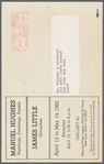 Leaflet announcing "Manuel Hughes: Paintings, Drawings, Pastels; James Little: Gouaches" exhibition at Gallery 62