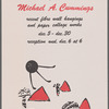 Flyer announcing "Michael A. Cummings: Recent Fibre Wall Hangings and Paper Collage Works" at Community Art Space Corp.