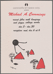 Flyer announcing "Michael A. Cummings: Recent Fibre Wall Hangings and Paper Collage Works" at Community Art Space Corp.