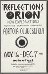 Flyer for "Reflections Orion, New explorations: Paintings, Drawings, Graphics" exhibition of works by Ademola Olugebefola at Acts of Art, Inc.