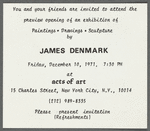 Card announcing James Denmark exhibition at Acts of Art, Inc.