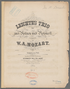 Leichtes Trio: für zwei Violinen und Violoncell, Köchel No. 266 : nachgelassenes Werk 