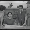 Staff members Miriam Gross, Genevieve Oswald, Leroy Fentress, and Jacqueline Maskey in the Dance Collection of the New York Public Library