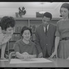 Staff members Miriam Gross, Genevieve Oswald, Leroy Fentress, and Jacqueline Maskey in the Dance Collection of the New York Public Library