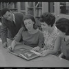 Staff members Miriam Gross, Genevieve Oswald, Leroy Fentress, and Jacqueline Maskey in the Dance Collection of the New York Public Library