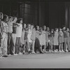 Cast of the stage production Merrily We Roll Along during rehearsals