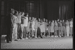 Cast of the stage production Merrily We Roll Along during rehearsals