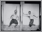 Key sheet with a Royal Ballet of Cambodia principal woman dancer wearing a mask on left image