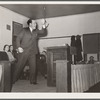 Evangelist preaching sermon. Pentecostal church, Cambria, Illinois