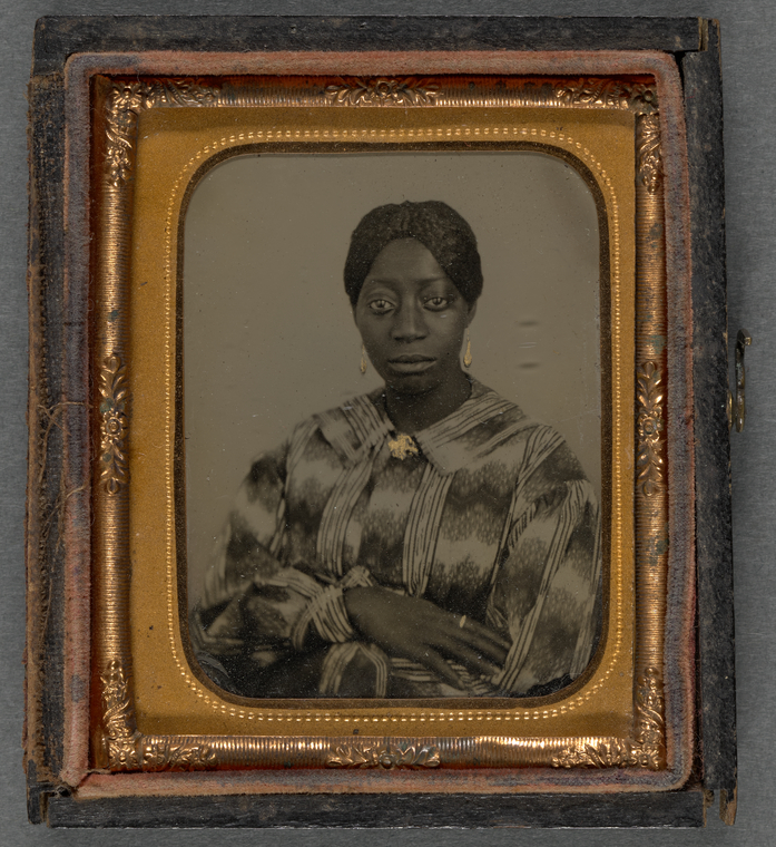 Digital representation of an ambrotype portrait of a Woman with Arms Folded, Possibly Mrs. Alford Henry of Yellow Springs, Ohio