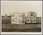 Signs along highway approaching Hurst, Illinois. Williamson County, Illinois