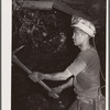 Miner breaking coal off the face. Old Ben number eight. West Frankfort, Illinois