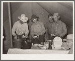 Cowhand at dinner. Quarter Circle 'U' ranch roundup. Big Horn County, Montana