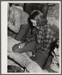 Dude girl in poker game. Quarter Circle 'U' Ranch, Montana