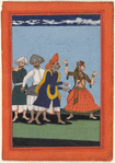 Female temple dancer with three musicians