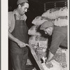 Potatoes are loaded into freight cars for shipment. Monte Vista, Colorado
