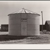 Completed steel bin for shelled corn. Marshall County, Iowa