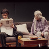 Josh Hamilton [reading newspaper] and Eileen Heckart sitting on couch in the stage production The Waverly Gallery