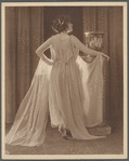 Campbell Studios photograph portrait of Angela Morgan in diaphanous gown with urn