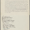 Farewell letter to Bruno Walter with several autographs