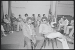 Melvin Van Peebles, Gilbert Moses [center] and ensemble in rehearsal for the stage production Ain't Supposed to Die a Natural Death