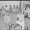 Melvin Van Peebles, Gilbert Moses [center] and ensemble in rehearsal for the stage production Ain't Supposed to Die a Natural Death