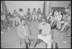 Melvin Van Peebles, Gilbert Moses [center] and ensemble in rehearsal for the stage production Ain't Supposed to Die a Natural Death