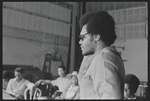 Gilbert Moses [center] and ensemble in rehearsal for the stage production Ain't Supposed to Die a Natural Death
