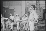 Gilbert Moses [right] and ensemble in rehearsal for the stage production Ain't Supposed to Die a Natural Death