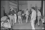 Gilbert Moses [right] and ensemble in rehearsal for the stage production Ain't Supposed to Die a Natural Death