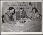 Fred Wilfang and his wife discuss their farm problems with the FSA (Farm Security Administration) supervisor. Black Hawk County, Iowa