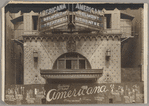 Promotional billboard outside of Belmont Theatre for the stage production Americana