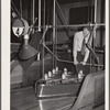 Pin boy in bowling alley. Clinton, Indiana