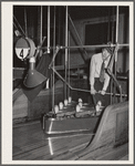 Pin boy in bowling alley. Clinton, Indiana