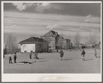 Grade school pupils in playground of experimental school for education of students. University of Wyoming at Laramie