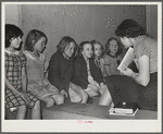 Woodville, California. FSA (Farm Security Administration) farm workers' community. Sunday school class