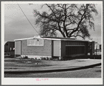 Woodville, California. FSA (Farm Security Administration) farm workers' community. Row of metal shelters