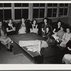 Woodville, California. FSA (Farm Security Administration) farm workers' community. Sewing class in the community building. The teacher is supplied by WPA (Work Projects Administration)