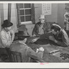 Tulare County, California. FSA (Farm Security Administration) farm workers' camp. Domino game