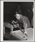 Tulare County, California. FSA (Farm Security Administration) farm workers' camp. The recreation room