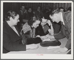 Woodville, California. FSA (Farm Security Administration) farm workers' community. Instruction in first aid