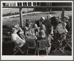 Woodville, California. FSA (Farm Security Administration) farm workers' community. Nursery schoolchildren and their teacher