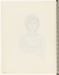 Figure with folded arms, looking forward